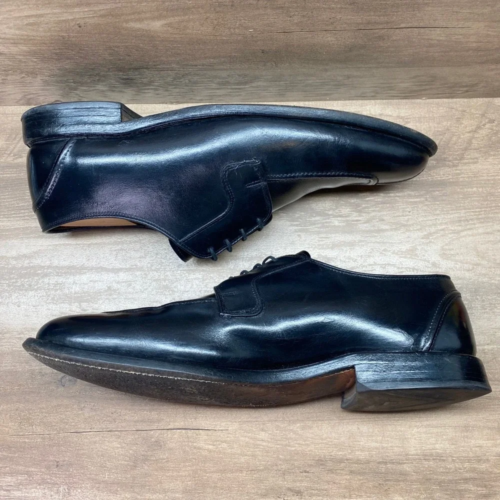 Allen Edmonds Hancock Derby Mens 12 D Black USA Vintage Dress Shoes 8404